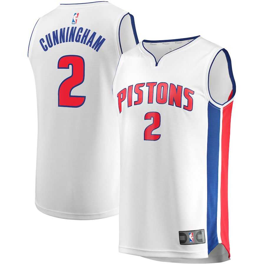 Men Detroit Pistons #2 Cade Cunningham Fanatics Branded White 2022-23 Fast Break Replica NBA Jersey->customized nba jersey->Custom Jersey
